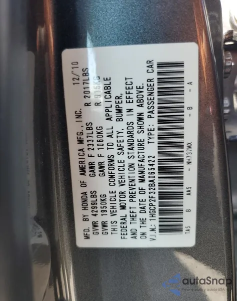 2011 Honda Accord Lx from USA, damaged, VIN 1HGCP2F32BA065422